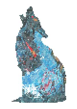 Colorful The wolf at night mosaic