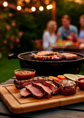 Grilled Steak on Cutting Board