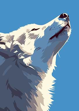 White Wolf Portrait Inspirational Minimalist Art