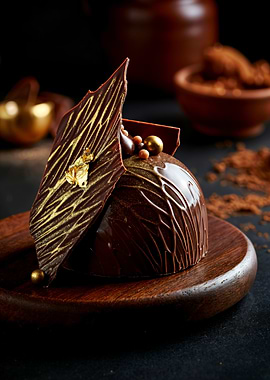 Chocolate Dessert with Gold Leaf