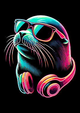 Cool Seal with Headphones