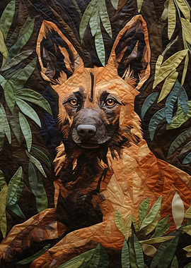 Dog in Foliage Quilt