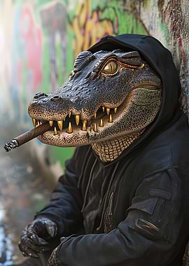 Alligator in Hoodie