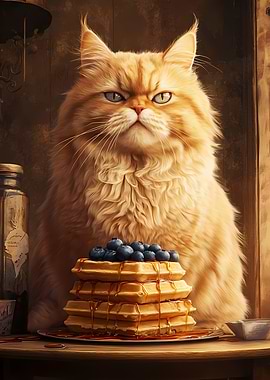 Orange Cat with Waffles