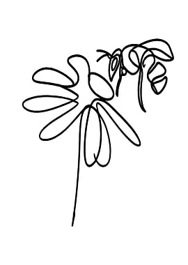 Bee and Flower Line Art