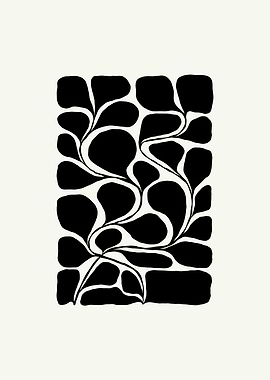Black and White Abstract Floral Design