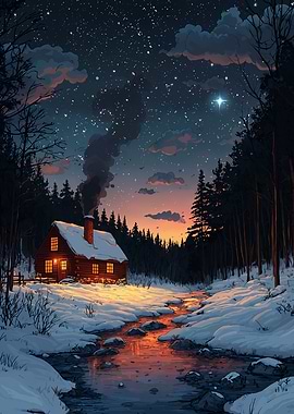 Cozy Cabin in Winter