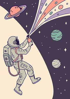 Astronaut Spray Painting Space