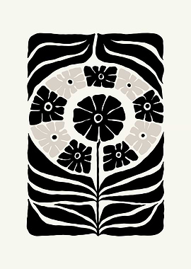 Black and White Floral Art