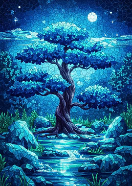 Blue Night Forest
