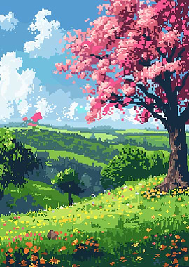 Spring Landscape Pixel Art