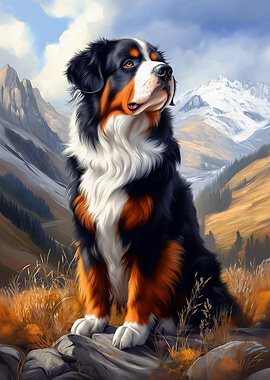 Bernese Mountain Dog in Mountains