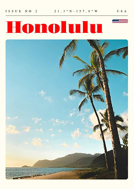 Honolulu Hawaii Travel Art Poster
