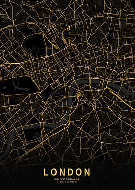 Golden London City Map
