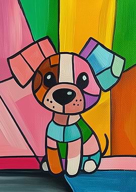 Geometric Cute Colorful Dog Portrait