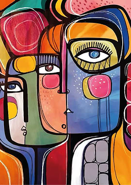 Abstract Faces Art Print