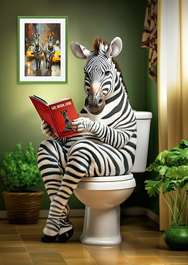 Zebra on the Toilet