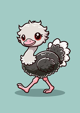 Cute Cartoon Ostrich