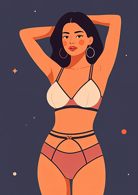 Woman in Lingerie Illustration