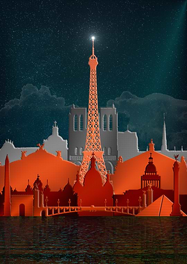 Paris Skyline Night