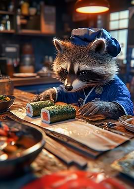 Raccoon Sushi Chef