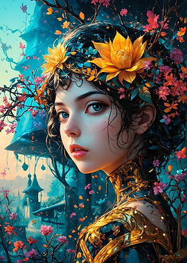 Fantasy Woman with Flowers