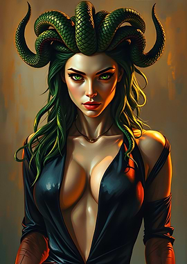 Gorgon with Snake Crown