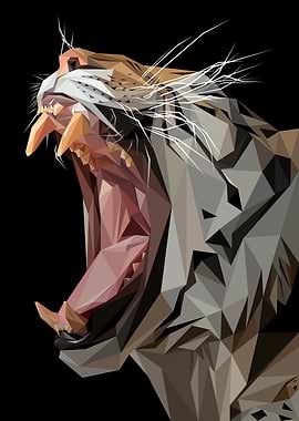 Tiger Roar Low Poly Abstract