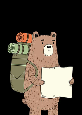 Hiking Bear with Map