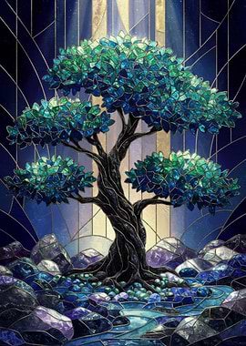 Stained Glass Dark Tree