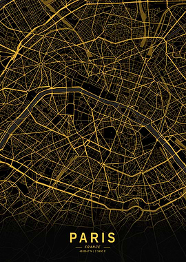 Golden Paris City Map
