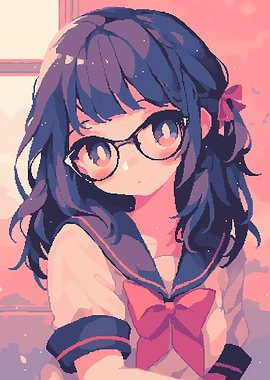 Anime Girl with Glasses