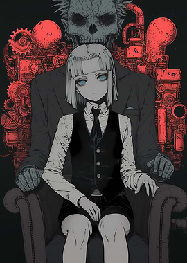 Steampunk Girl with Skull