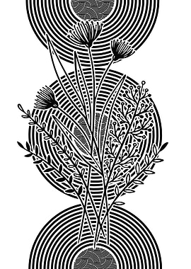 Black and White Floral Art