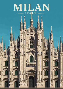 Milan Italy Cathedral Travel Poster