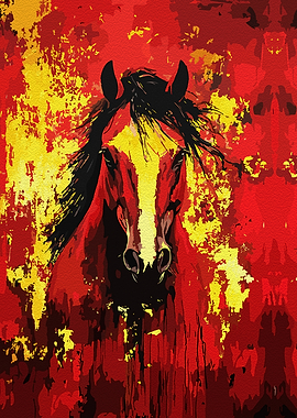 Red Horse Abstract Art