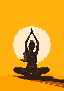 Peaceful Sunset Yoga Minimalist Art