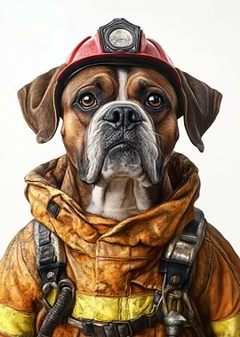 Firefighter Boxer Dog