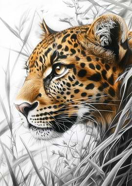 Leopard in Tall Grass