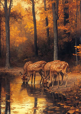 Deer in Autumn Forest