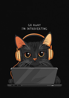 Introverted Cat with Laptop