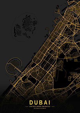 Golden Dubai City Map