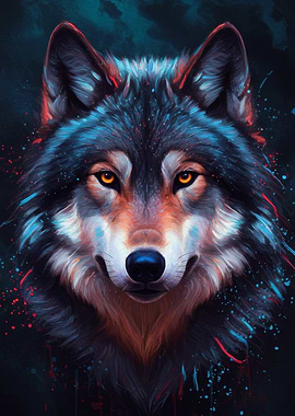 Wolf Portrait with Splashes