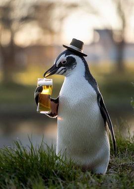 Penguin Sipping A Beer