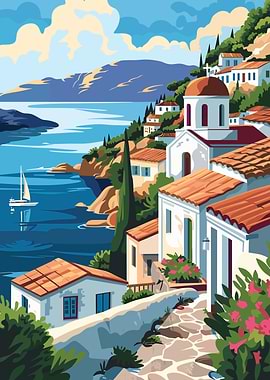 Greek Island Landscape