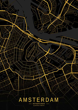 Golden Amsterdam City Map