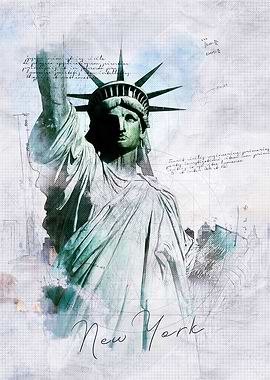 Statue of Liberty Metal Poster | New York Wall Art | Iconic Landmark Print