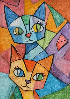 Colorful Cubist Cats