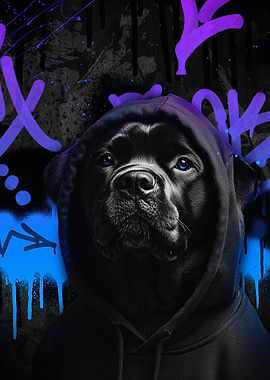 Dog in Hoodie Graffiti