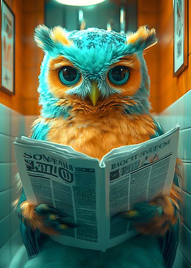 Owl Reading Newspaper Animal